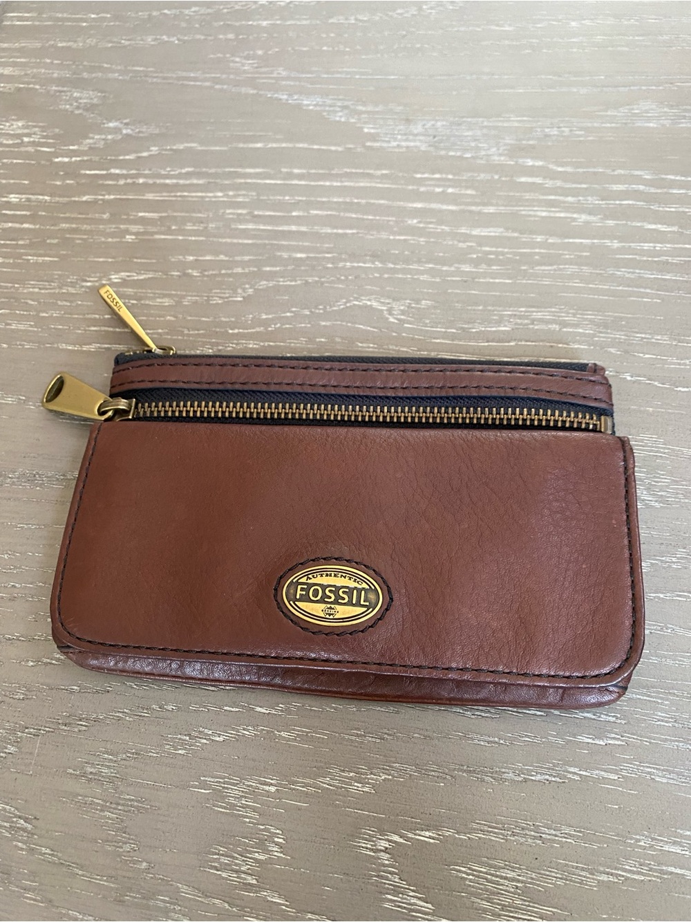 Fossil Explorer Flap Clutch Leather Wallet Espresso Brown Organizer 2 Zip SL3246
